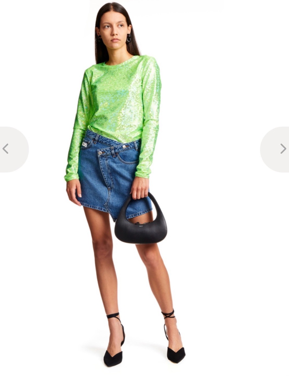 Asymmetrical BLACK Denim Mini Skirt